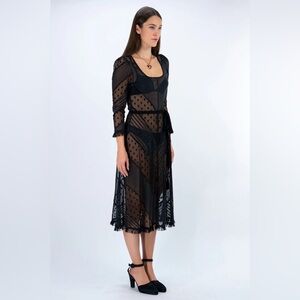 Anthropologie Kristinit De Couer Black Sheer Dress Size Large